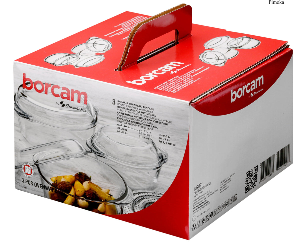 Pasabahce Borcam Backblech Mit Plastikdeckel – 3200 Ml, Transparent Mit Schwarzem Deckel, Für Ofen & Aufbewahrung