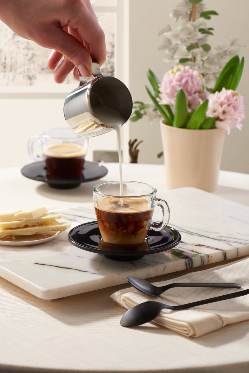 Pasabahce Aqua Service 6 Tasses à Café Avec Soucoupes En Verre Transparent