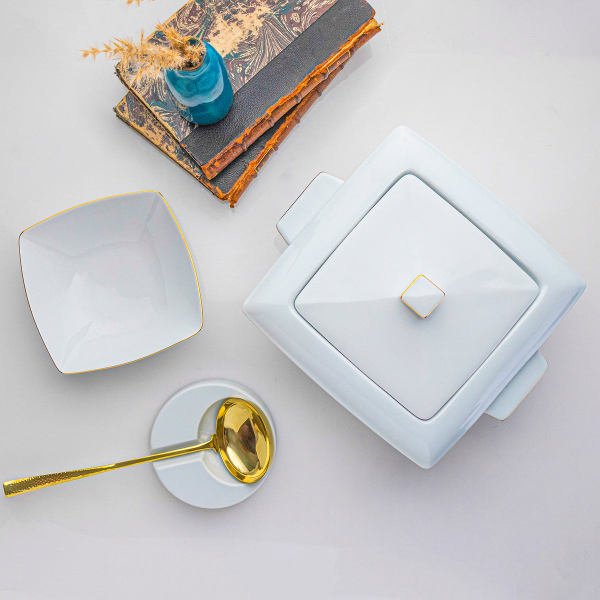 Tunisie Koyoto Soup Tureen Gold Rim, 2.8L ETTC