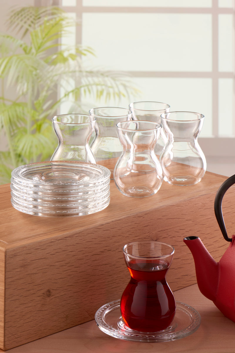 Pasabahce Etnik Tea Glass & Saucer Set 6 Pieces, 145ml ETTC
