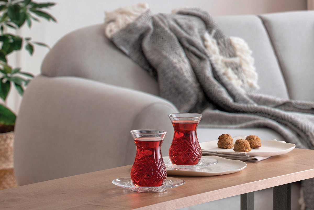 Pasabahce Timeless Tea Glass & Saucer Set - 6 pieces, 170ml – ETTC